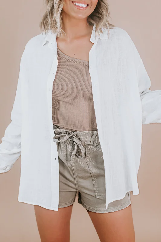 Linen Button Down Shirt, White