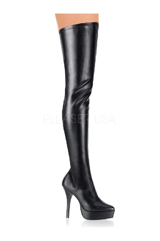 INDULGE-3000 Thigh Boot | Black Faux Leather