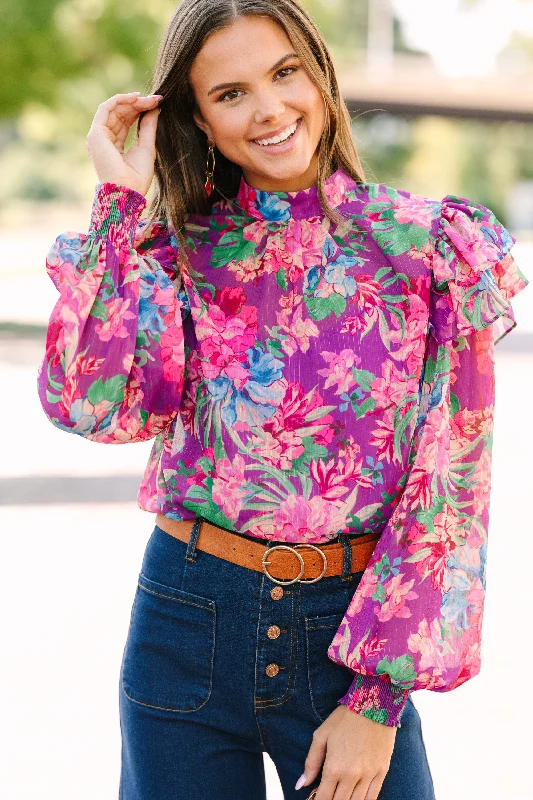 It's Your Life Purple Floral Blouse