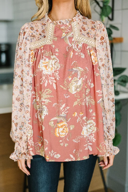 Making Moves Mauve Pink Floral Blouse