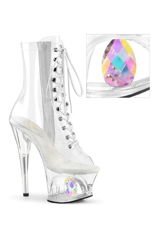 MOON-1021C-DIA Clear Vinyl Ankle Boot