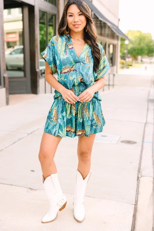 On An Adventure Green Leopard Blouse