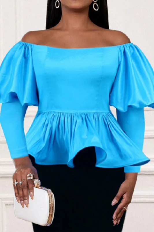 Plain Off Shoulder Stunning Peplum Blouse