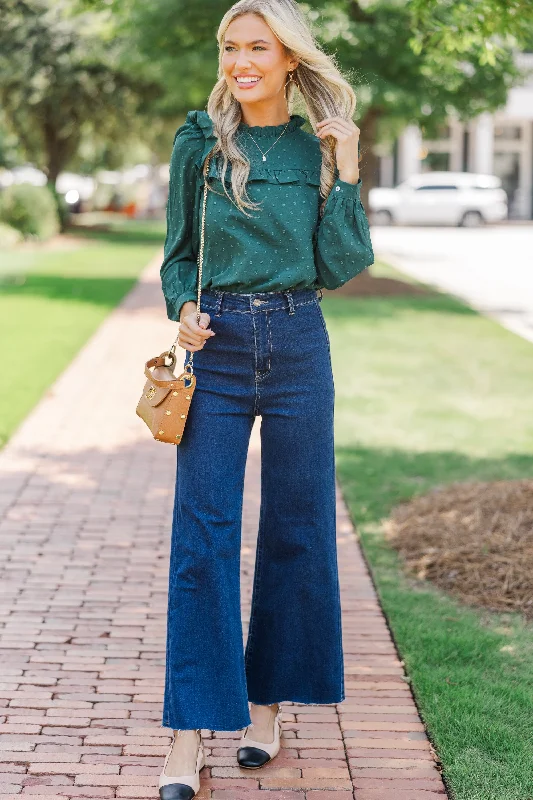 Romantic History Emerald Green Ruffled Blouse