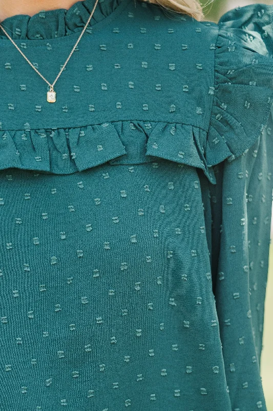 Romantic History Emerald Green Ruffled Blouse