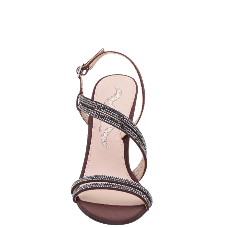 SABETHA-DARK CHOCOLATE  CRYSTAL BLOCK-HEEL DRESSY SANDAL 