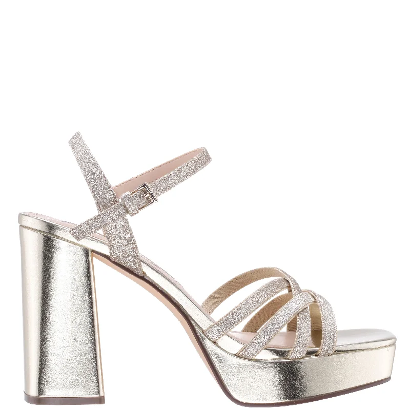 SARINA-WOMENS PLATINO GLITTER BLOCK-HEEL PLATFORM SANDAL