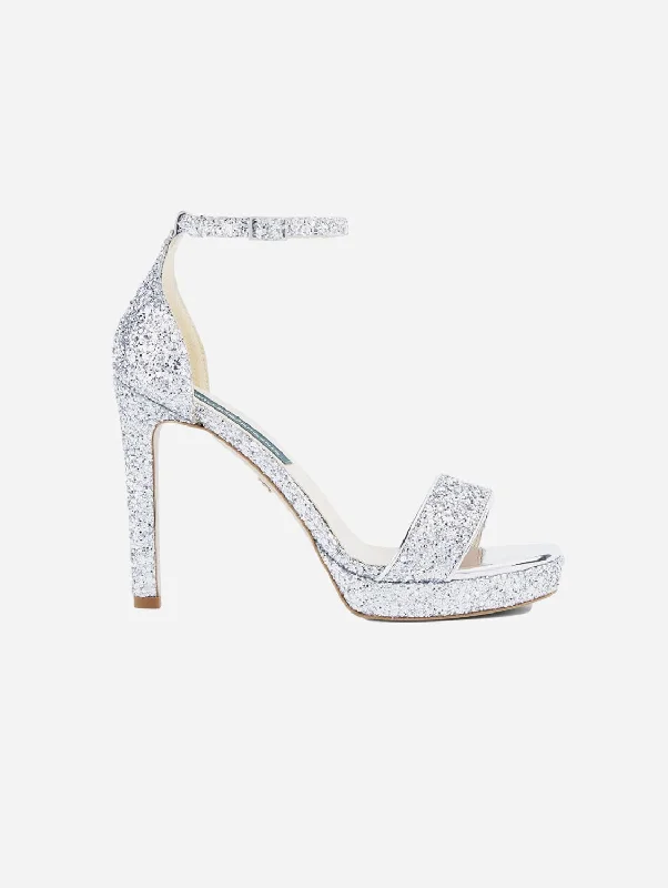 The Las Vegas Vegan Leather Glittered Stilettos | Platinum