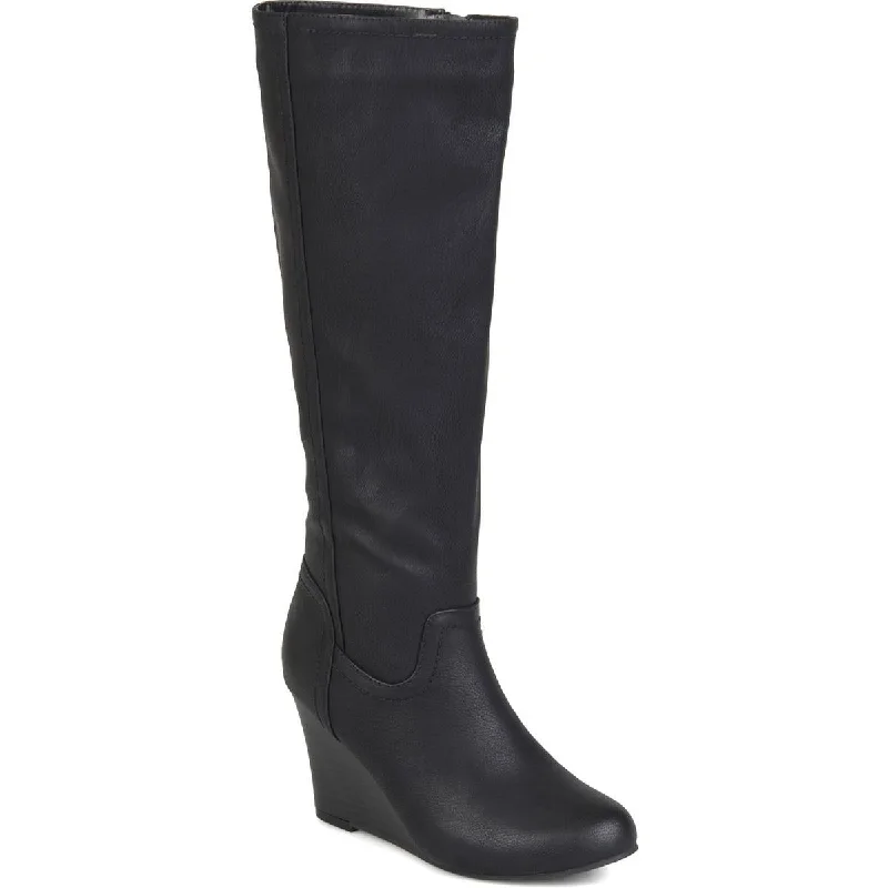 Langly Womens Faux Leather Tall Mid-Calf Boots