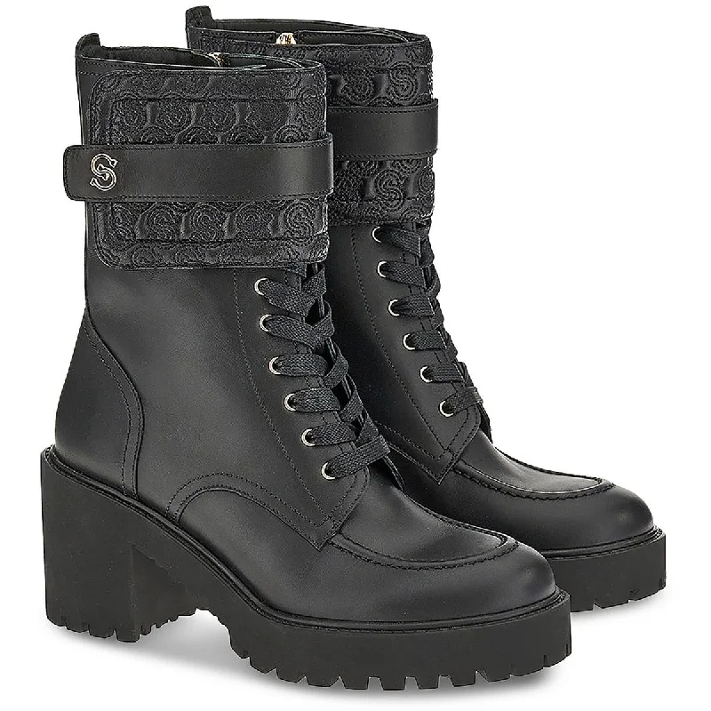 Shiraz Womens Faux Leather Lug Sole Combat & Lace-up Boots