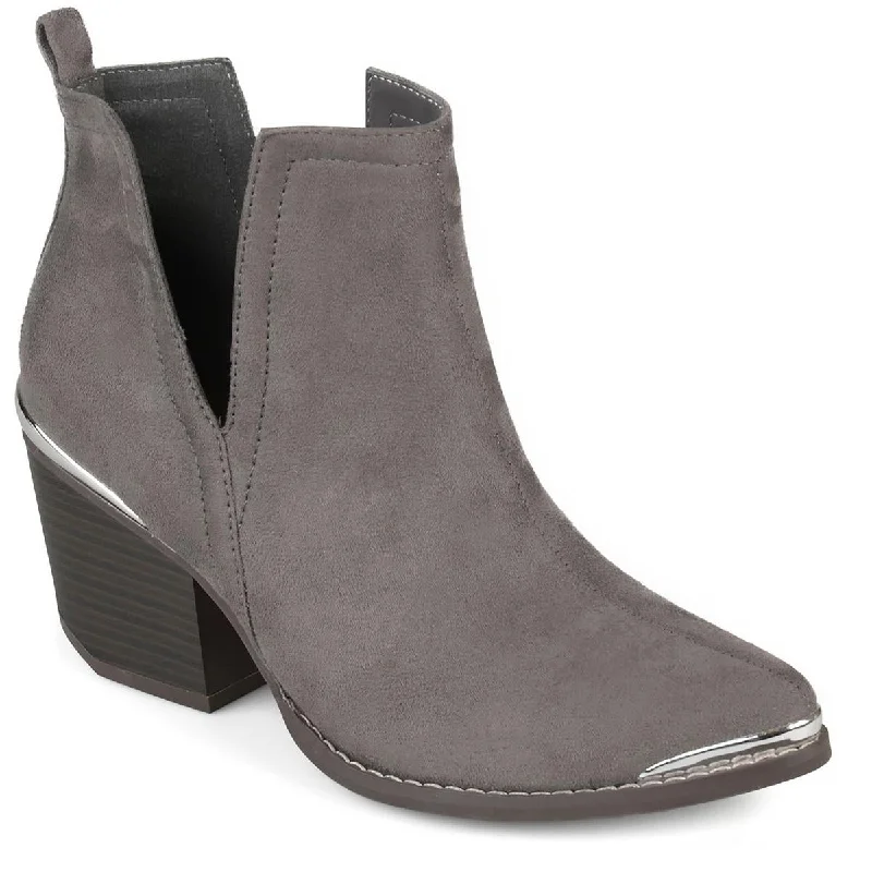 Womens Faux Suede Cut-Out Booties