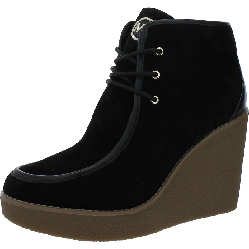 Rye Womens Suede Lace-Up Wedge Boots