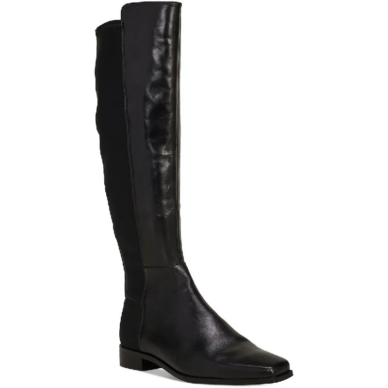 Womens Leather Wide Calf Knee-High Boots