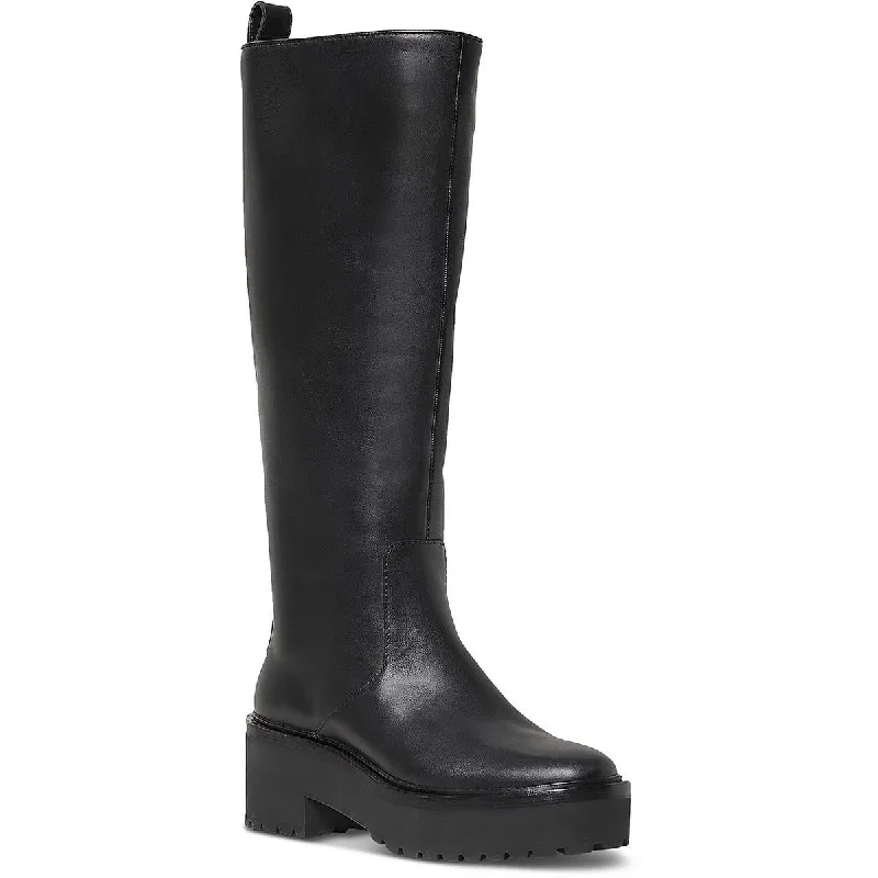 Womens Faux Leather Pull On Knee-High Boots