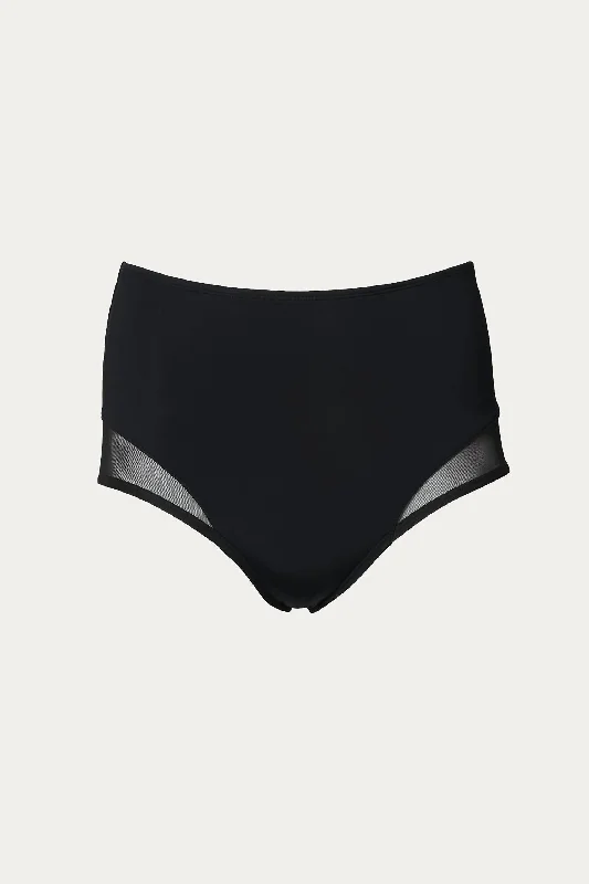 High Waist Bottom In Black Mesh