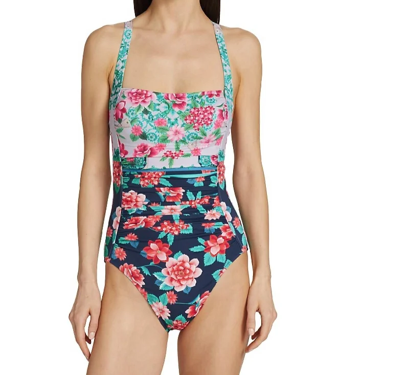 Japer Ruched One Piece Swimsuit In Multi