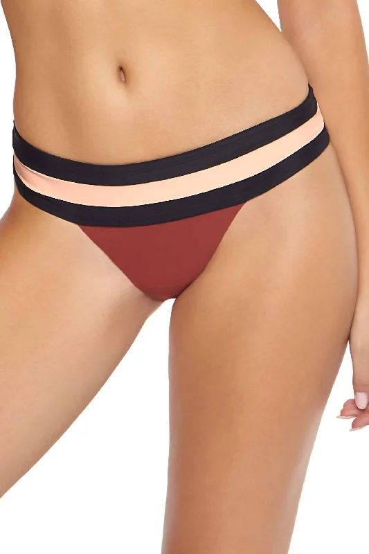 Papaya Banded Colorblock Low Rise Full Cut Bikini Bottoms In Multicolor