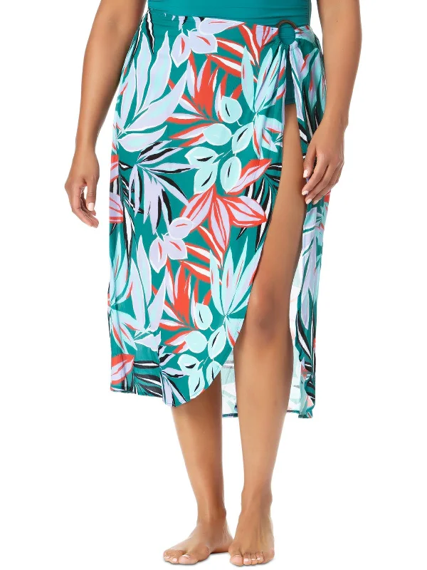 Plus Womens Printed Skirt Cover-Up