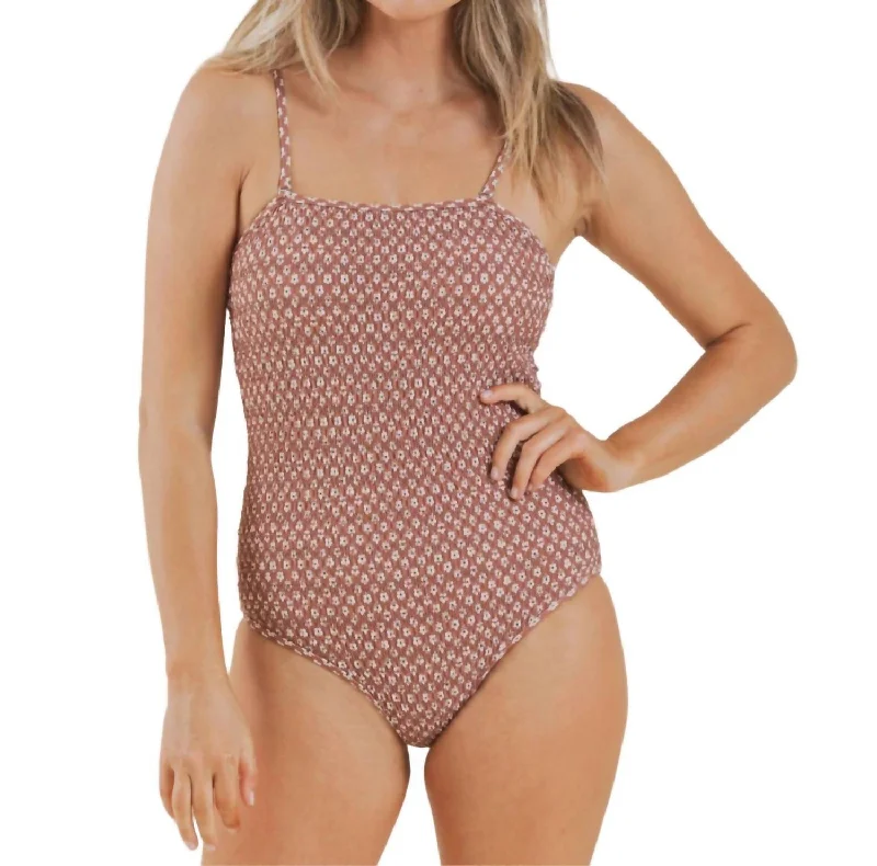 Smocked One Piece Swimsuit In Amber