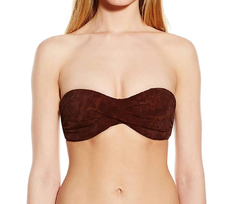 Women Goddess Strapless Bandeau Swimsuit Bikini Top In Brown