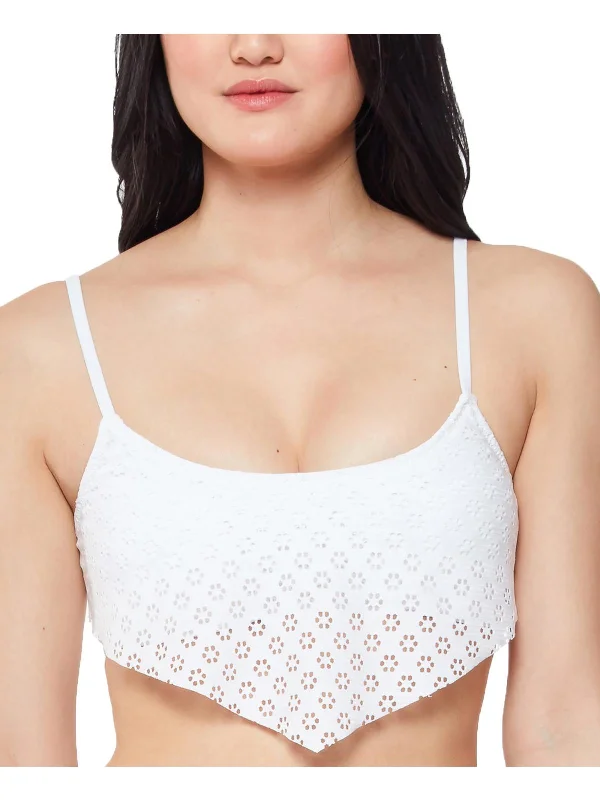 Womens Eyelet Bandeau Bikini Swim Top