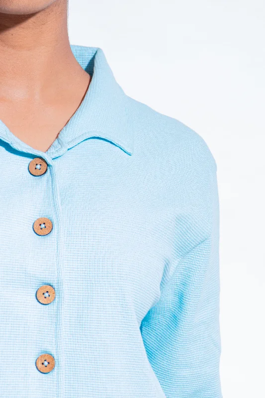 Dautee Collared Crop jacket - Blue