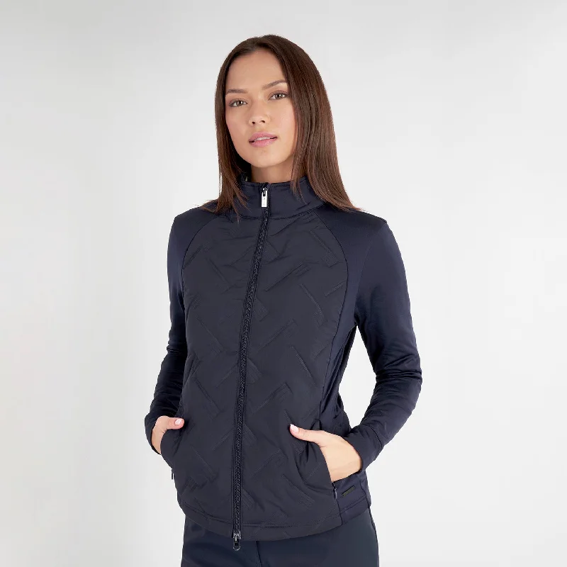 Green Lamb Womens Hybrid Jacket with Debossed Linear Pattern