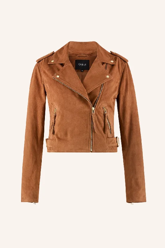 Hendrix Suede Biker Jacket - Rust