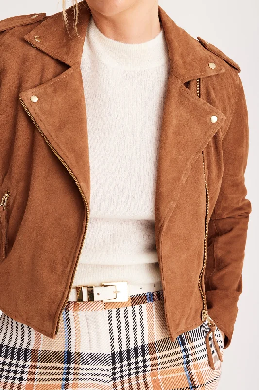 Hendrix Suede Biker Jacket - Rust