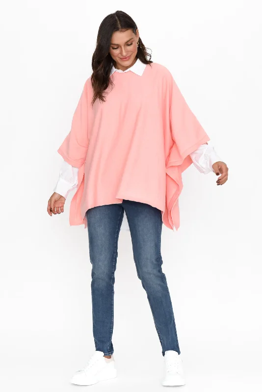 Kendi Blush Cotton Blend Poncho