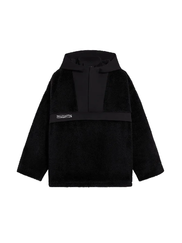 Recycled Wool Fleece Half Zip Jacket—black