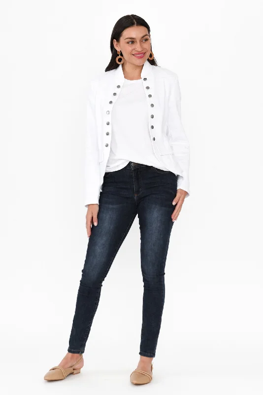 Stacey White Cotton Military Jacket