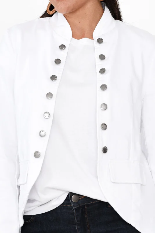 Stacey White Cotton Military Jacket