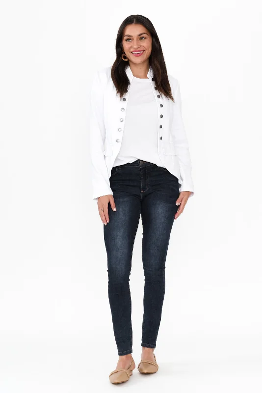 Stacey White Cotton Military Jacket