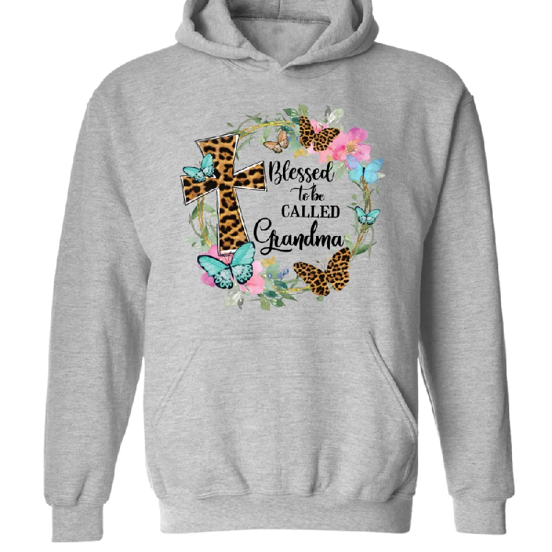 Cross Blessed to be called grandma butterfly Hoodie