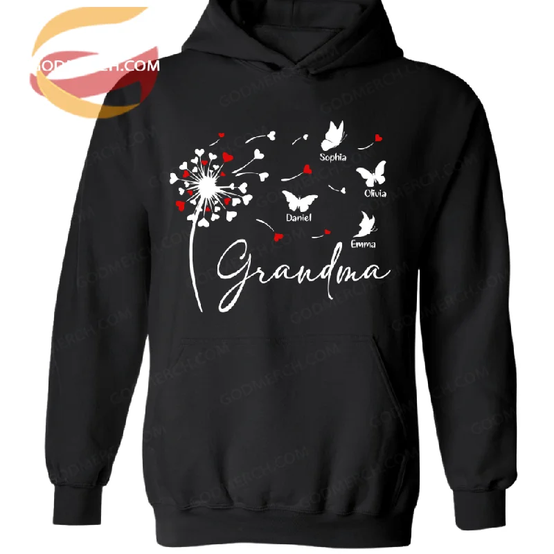 Dandelion Grandma, Grandkids, Butterfly TH Hoodie