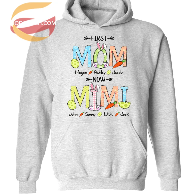 First Mom Now Grandma, Grandkids, Easter Day TH Hoodie