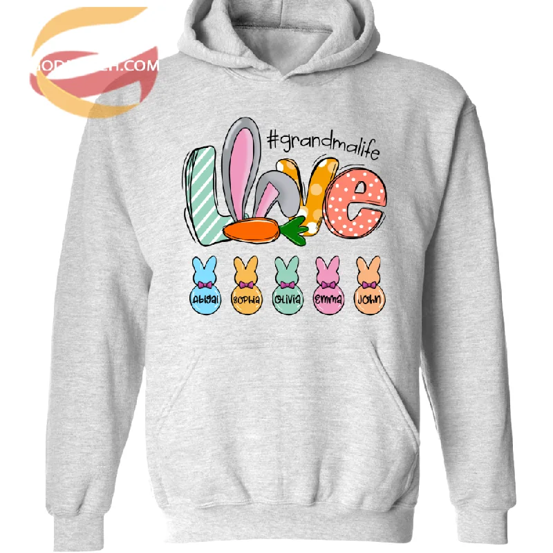 Love Grandmalife, Grandkids, Bunny, Easter Day TH Hoodie