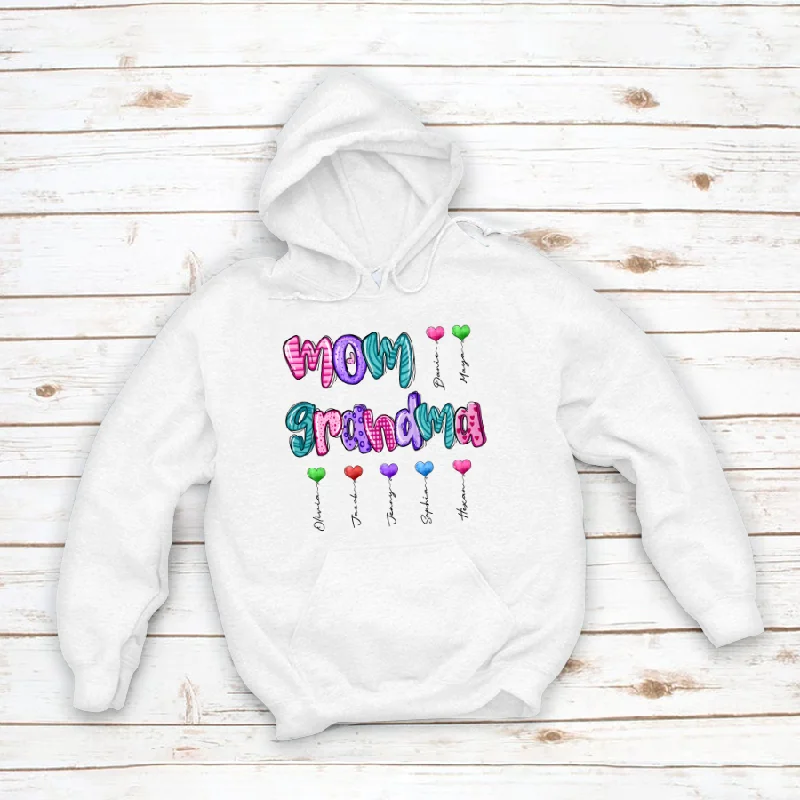 Mom Grandma Colorful Heart Balloon Personalized CTH01 Hoodie