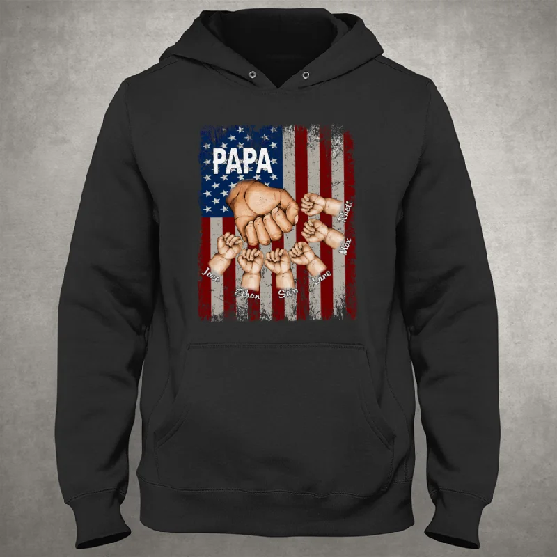 Papa Grandkids Hands Flag Hoodie