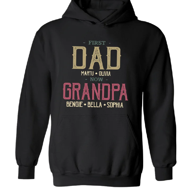 Personalized First Dad Now Grandpa With Grandkids vintage Hoodie