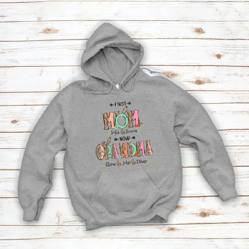 Personalized Fist  Mom Now  Grandma Easter And Grandkids  Shirt Easter's Day Shirt CL01 Hoodie