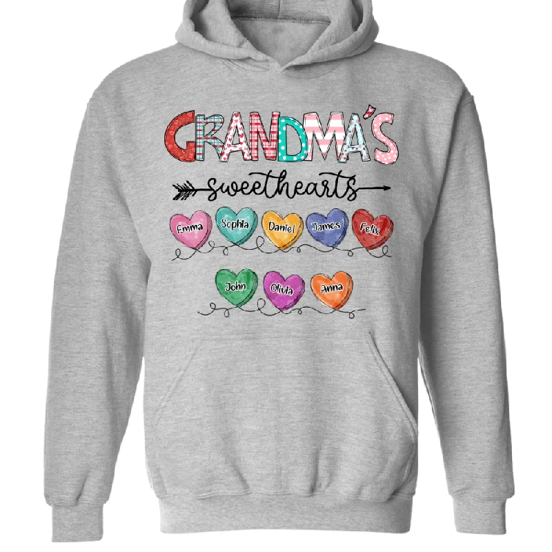 Personalized Grandma Sweethearts With Grandkids Heart Valentine TH Hoodie