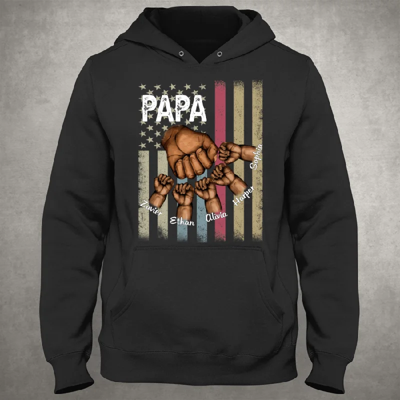 Personalized Papa Grandkids Hands New Hoodie