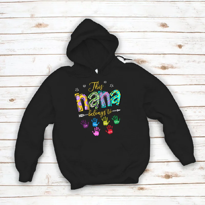 Personalized This Nana Belongs To Grandkids Colorful Hands Hoodie