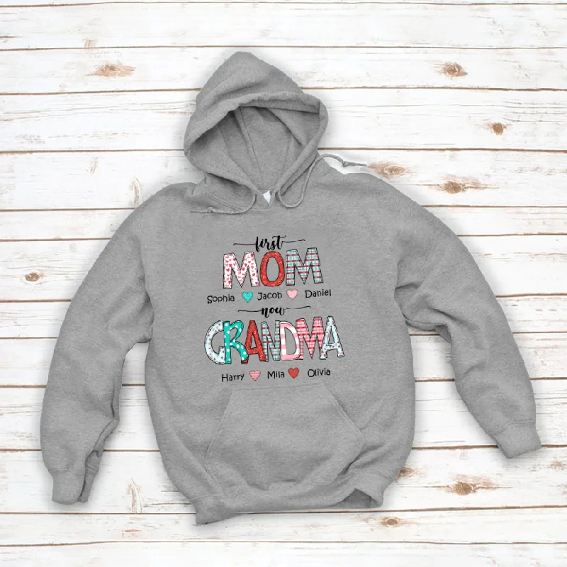 Valentine Heart First Mom Now Grandma And Kids CTH01 Hoodie