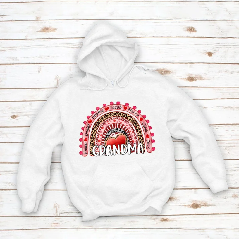 Valentine's Day Rainbow With Heart Grandma And Kids CTH01 Hoodie