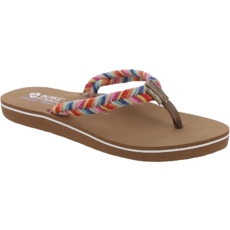 BOBS From Skechers Womens Bob's Sunset Braided Luv Slip On Plush Foam Flip-Flops