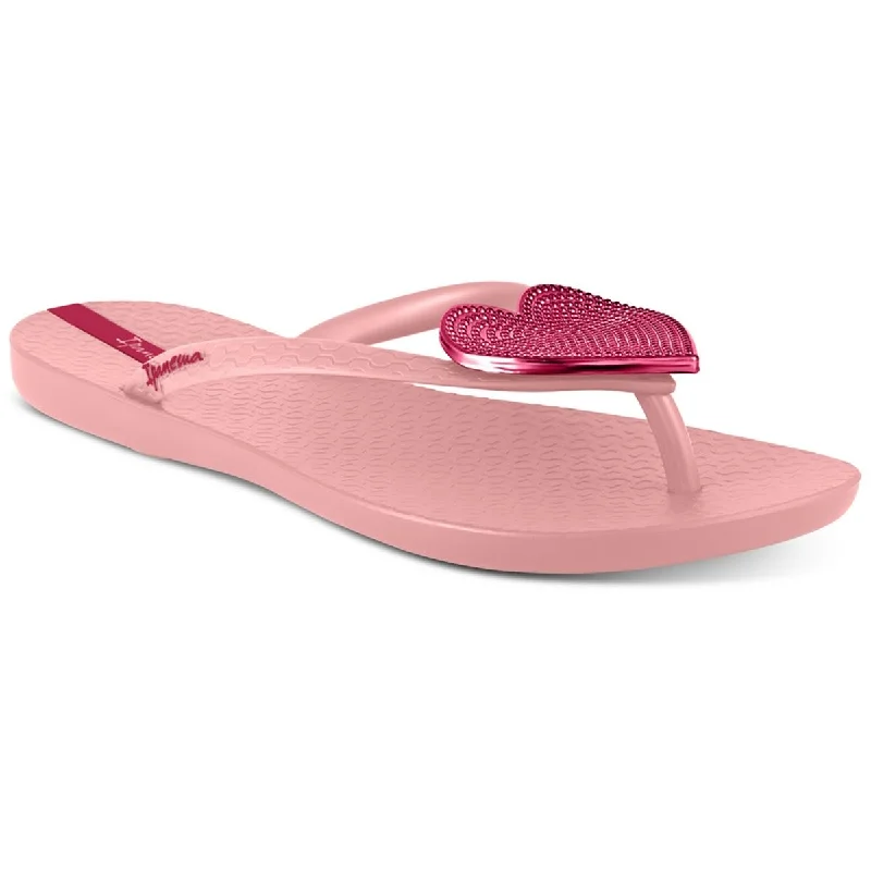 Ipanema Womens Wave Heart Metallic Thongs Flip-Flops