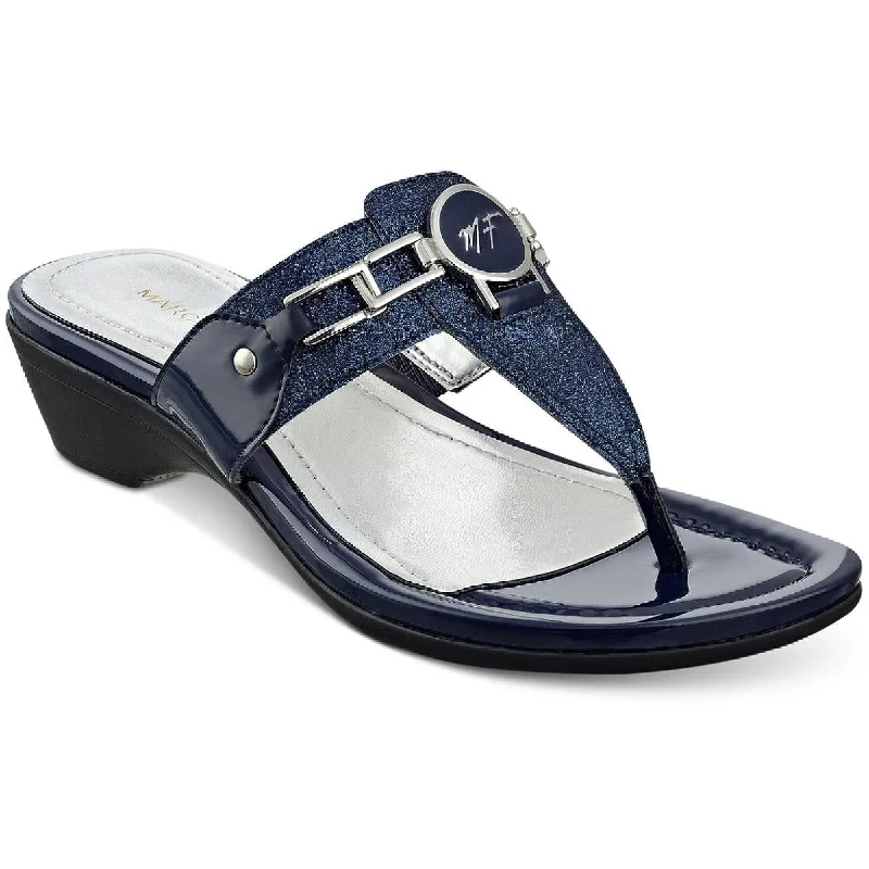 Marc Fisher Womens Amina Patent Heeled Flip-Flops